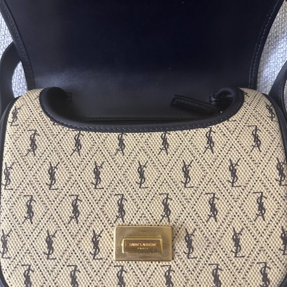 Saint Laurent Flap Satchel Monogram All Over Canvas & Leather - Excellent Cond. - Picture 7 of 13